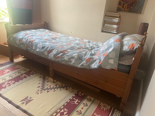 Wooden single bed frame - bed, with