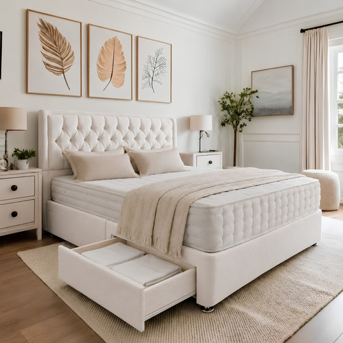 Plush divan bed set with - bed,