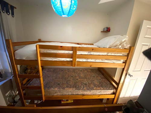 Nearly new pine bunk - bed, frame