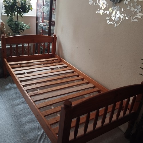 Pine wood bed frame - bed, single