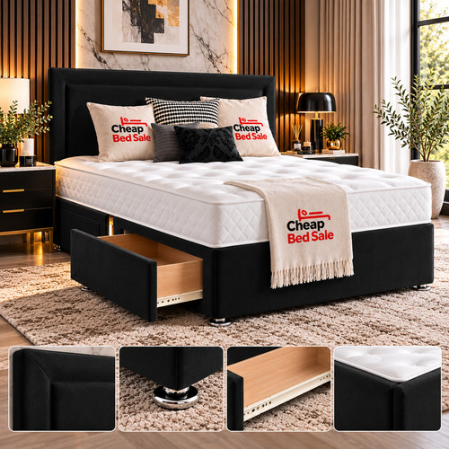 Plush divan bed set with - bed,