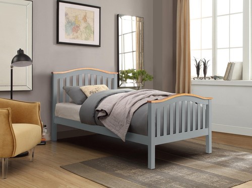 Grey pine bed 3ft single - grey,