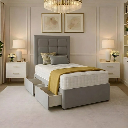 New single divan bed - single, plush