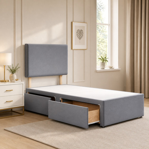 Single divan bed with - with, plush